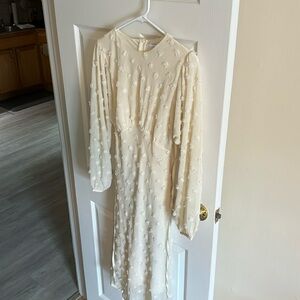Cotton candy sheer Long sleeve cream dress